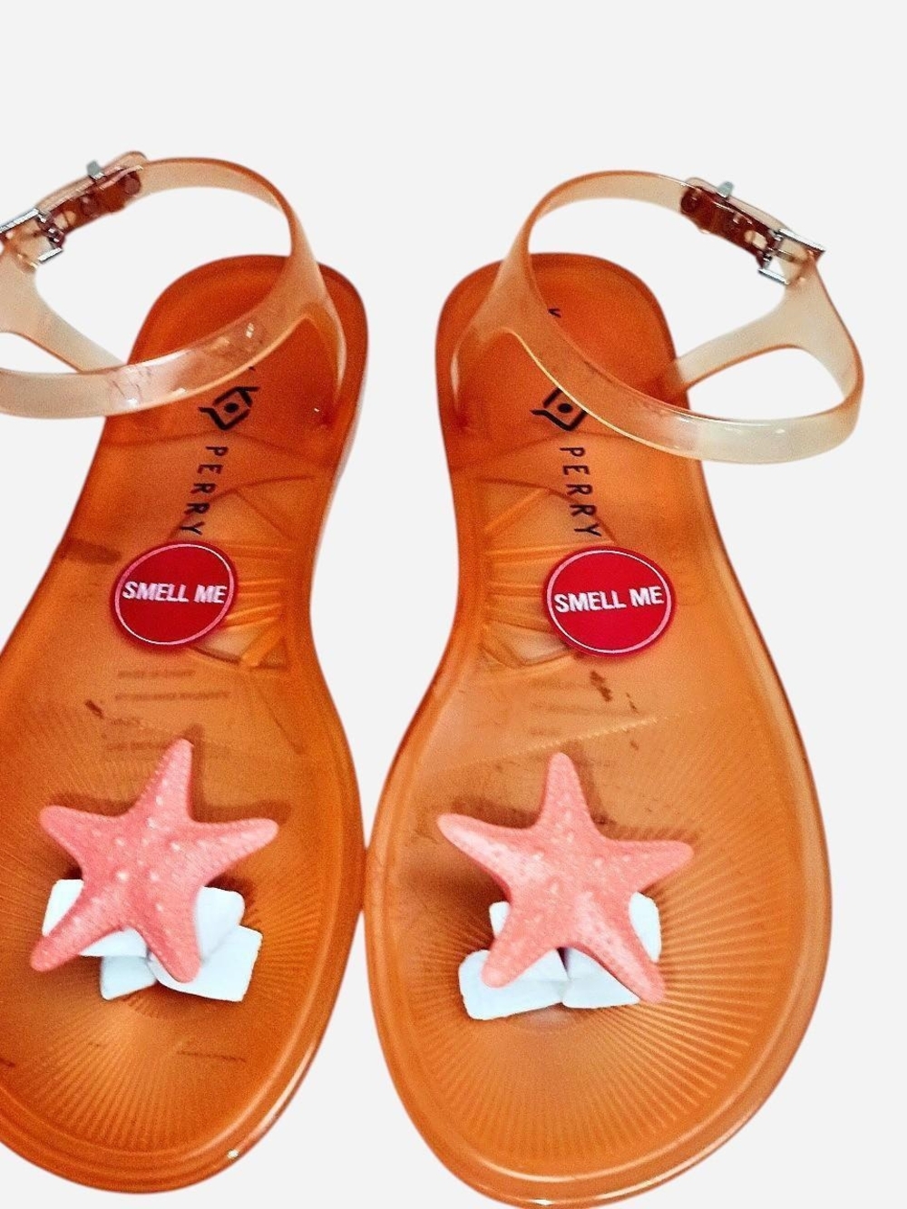 Katy Perry Collections Orange Jelly Sandals with Pink Accent